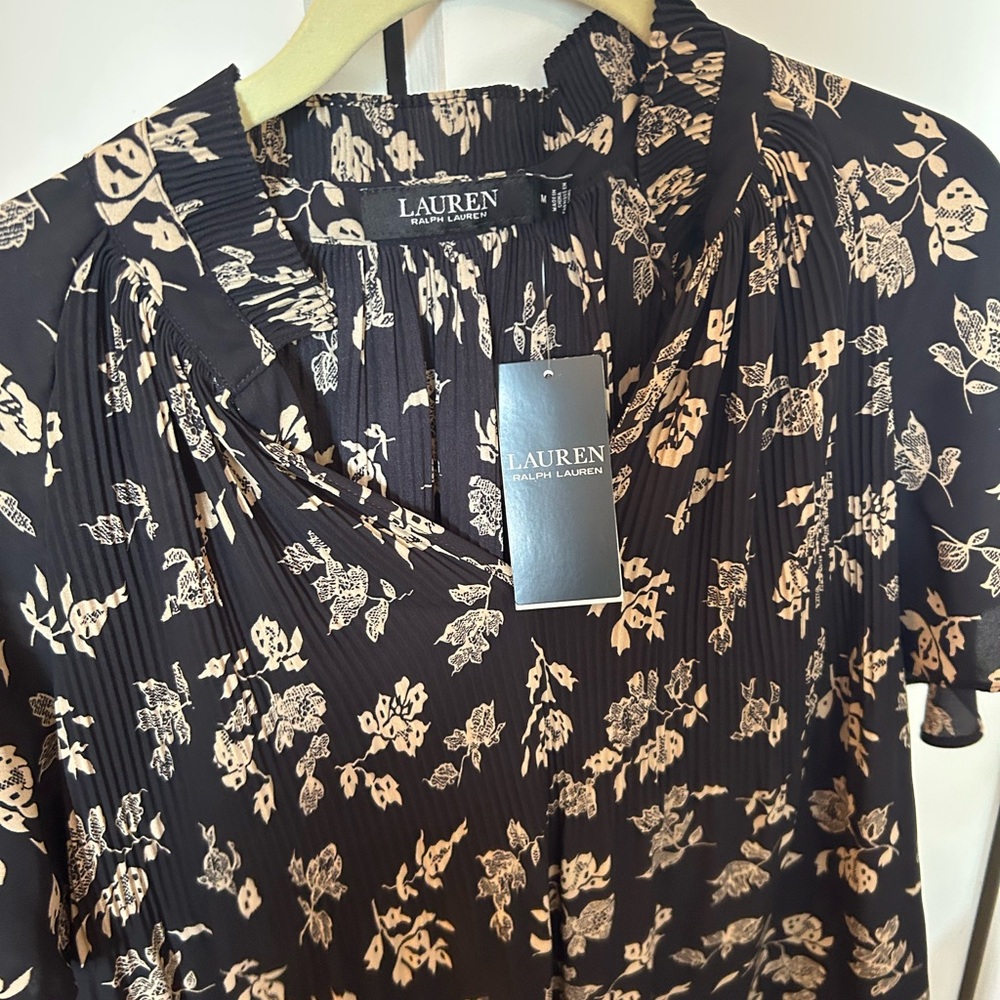 Lauren Black Dress with Cream Floral Design